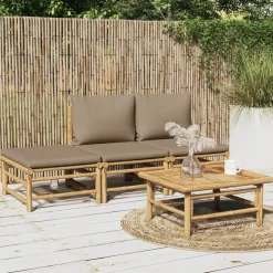 MAISON EXCLUSIVE - Salon de jardin 4 pcs avec coussins taupe bambou