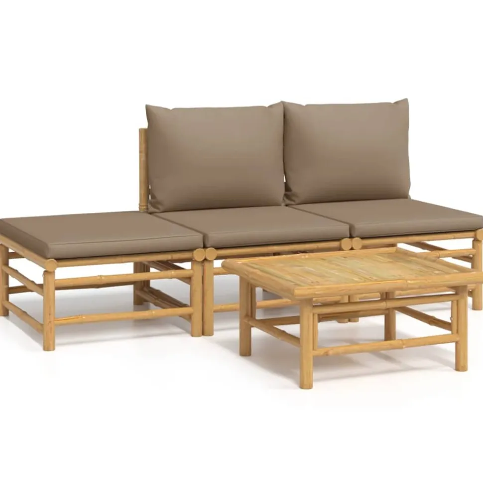 MAISON EXCLUSIVE - Salon de jardin 4 pcs avec coussins taupe bambou