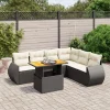 MAISON EXCLUSIVE - Salon de jardin 7 pcs avec coussins noir résine tressée