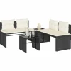 MAISON EXCLUSIVE - Salon de jardin 4 pcs avec coussins noir résine tressée