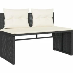 MAISON EXCLUSIVE - Salon de jardin 4 pcs avec coussins noir résine tressée