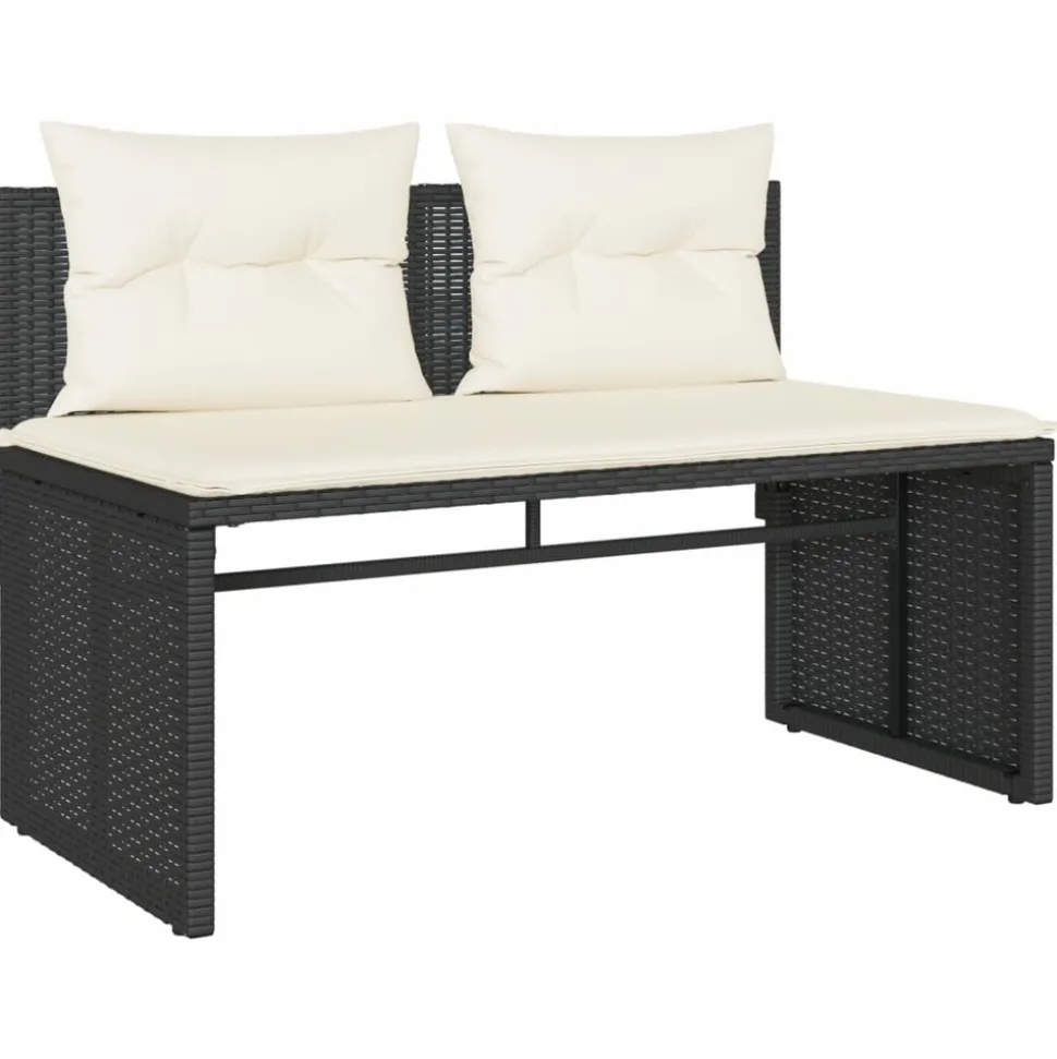 MAISON EXCLUSIVE - Salon de jardin 4 pcs avec coussins noir résine tressée