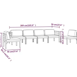 MAISON EXCLUSIVE - Salon de jardin 6 pcs avec coussins aluminium anthracite