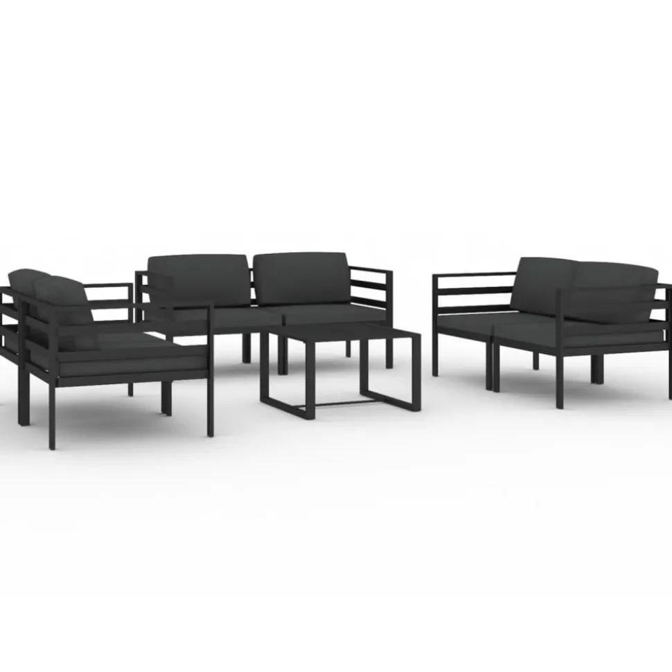 MAISON EXCLUSIVE - Salon de jardin 7 pcs avec coussins aluminium anthracite