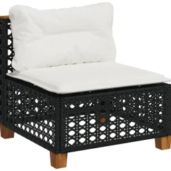 MAISON EXCLUSIVE - Salon de jardin 6 pcs avec coussins noir résine tressée