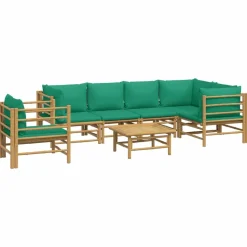 MAISON EXCLUSIVE - Salon de jardin 7 pcs avec coussins vert bambou