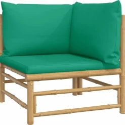 MAISON EXCLUSIVE - Salon de jardin 7 pcs avec coussins vert bambou