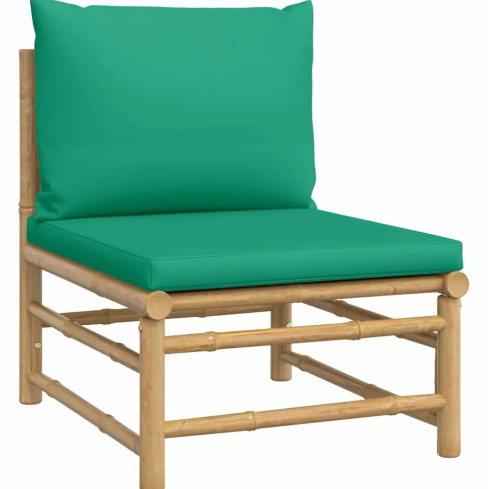 MAISON EXCLUSIVE - Salon de jardin 7 pcs avec coussins vert bambou