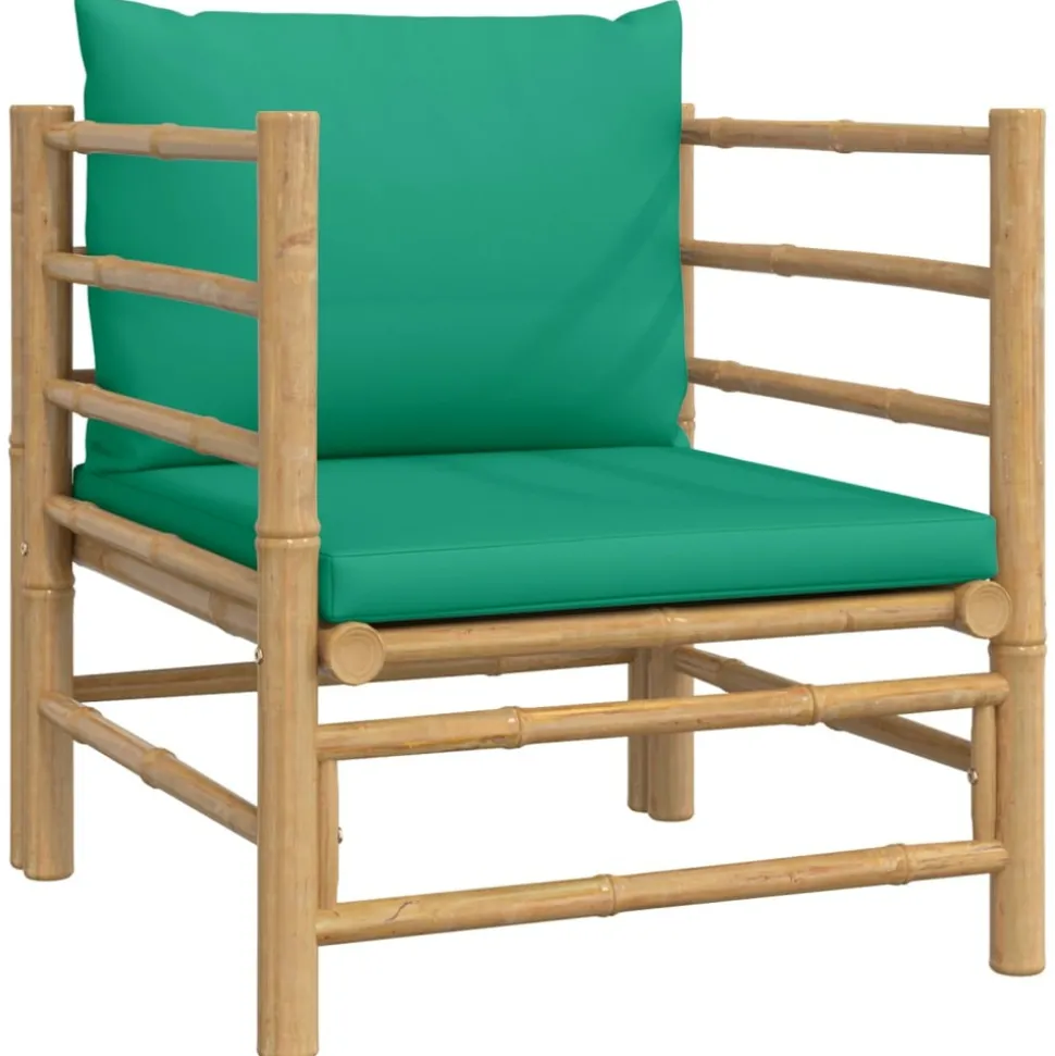 MAISON EXCLUSIVE - Salon de jardin 7 pcs avec coussins vert bambou