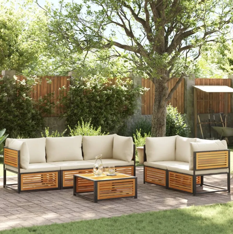 MAISON EXCLUSIVE - Salon de jardin avec coussins 6 pcs bois d'acacia solide