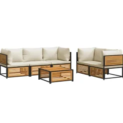 MAISON EXCLUSIVE - Salon de jardin avec coussins 6 pcs bois d'acacia solide