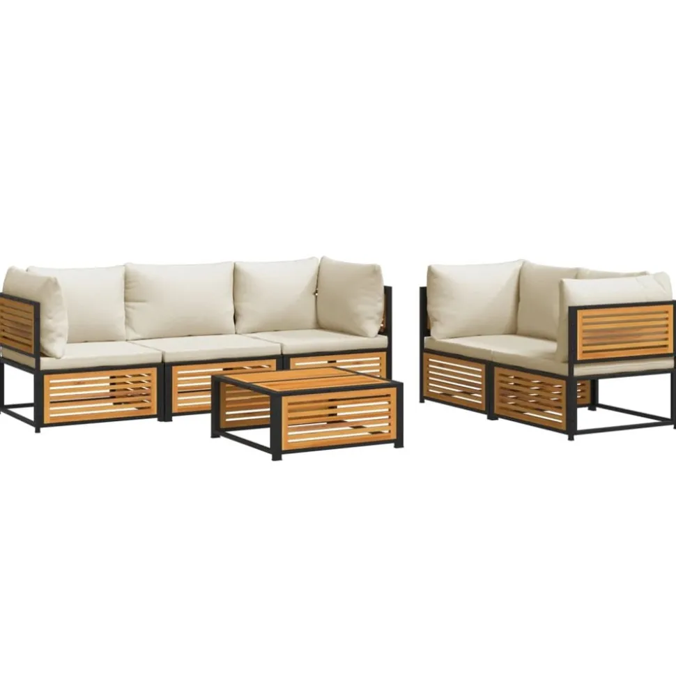MAISON EXCLUSIVE - Salon de jardin avec coussins 6 pcs bois d'acacia solide