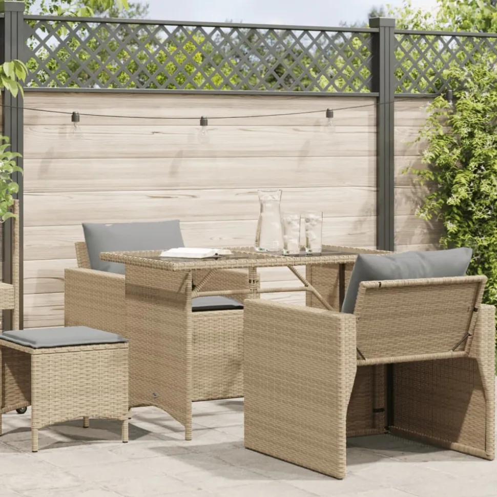 MAISON EXCLUSIVE - Salon de jardin avec coussins 4 pcs beige résine tressée