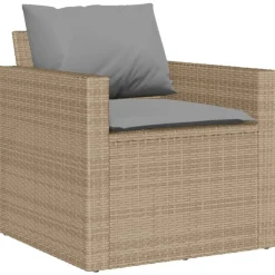 MAISON EXCLUSIVE - Salon de jardin avec coussins 4 pcs beige résine tressée