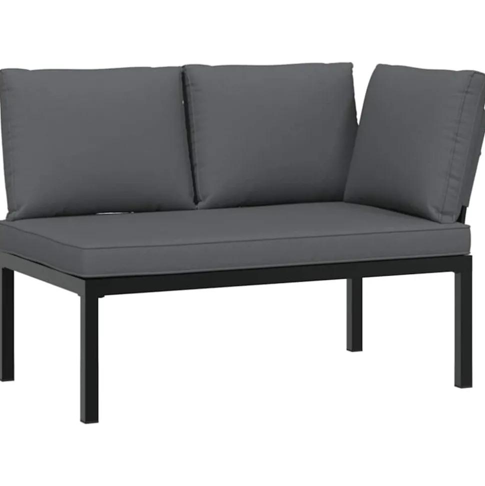 MAISON EXCLUSIVE - Salon de jardin 4 pcs avec coussins noir aluminium