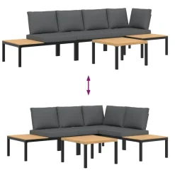 MAISON EXCLUSIVE - Salon de jardin 4 pcs avec coussins noir aluminium