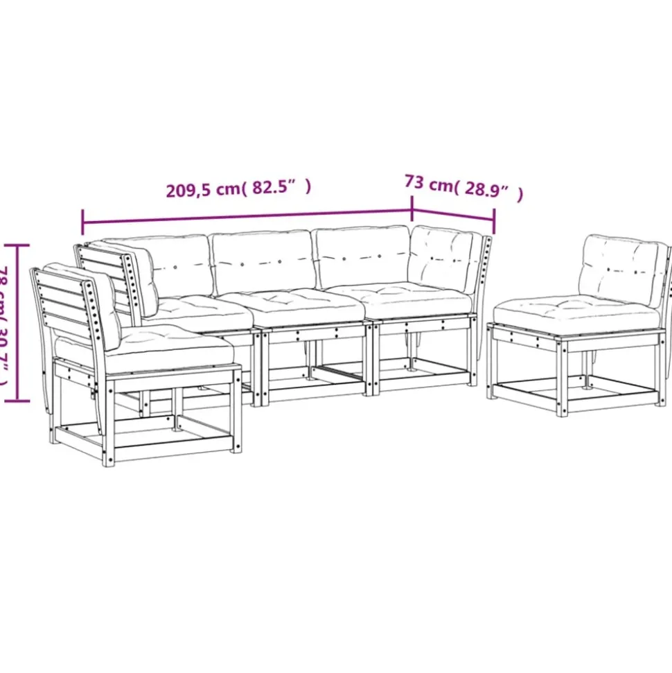MAISON EXCLUSIVE - Salon de jardin 5 pcs avec coussins bois massif douglas