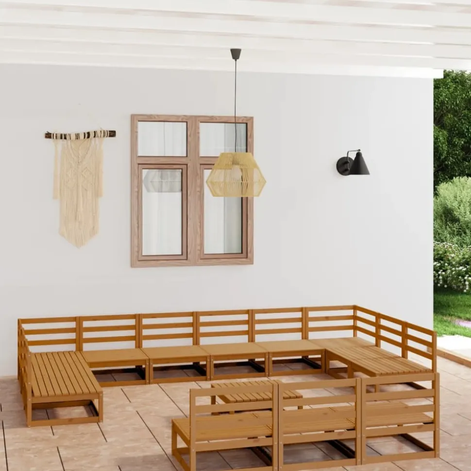MAISON EXCLUSIVE - Salon de jardin 14 pcs bois de pin massif