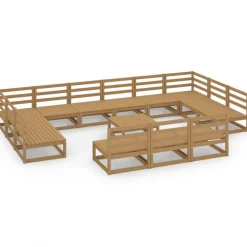 MAISON EXCLUSIVE - Salon de jardin 14 pcs bois de pin massif