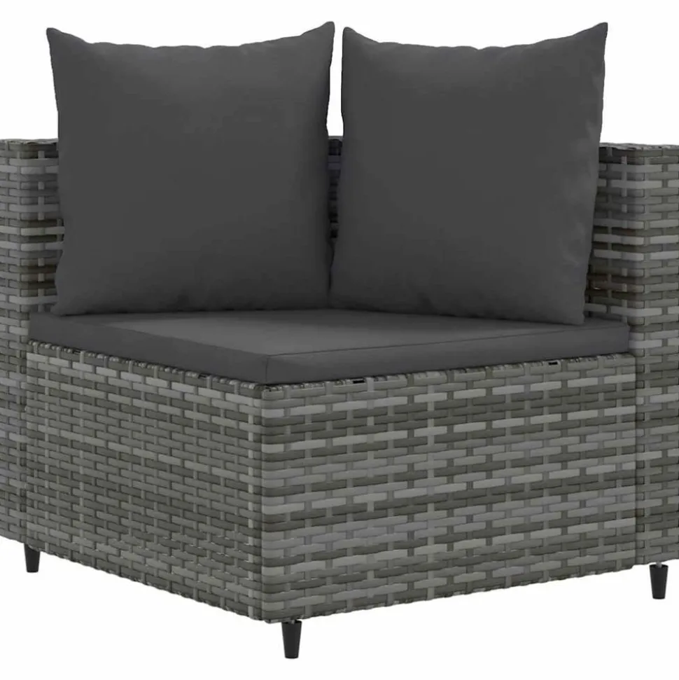 MAISON EXCLUSIVE - Salon de jardin 8 pcs avec coussins gris résine tressée