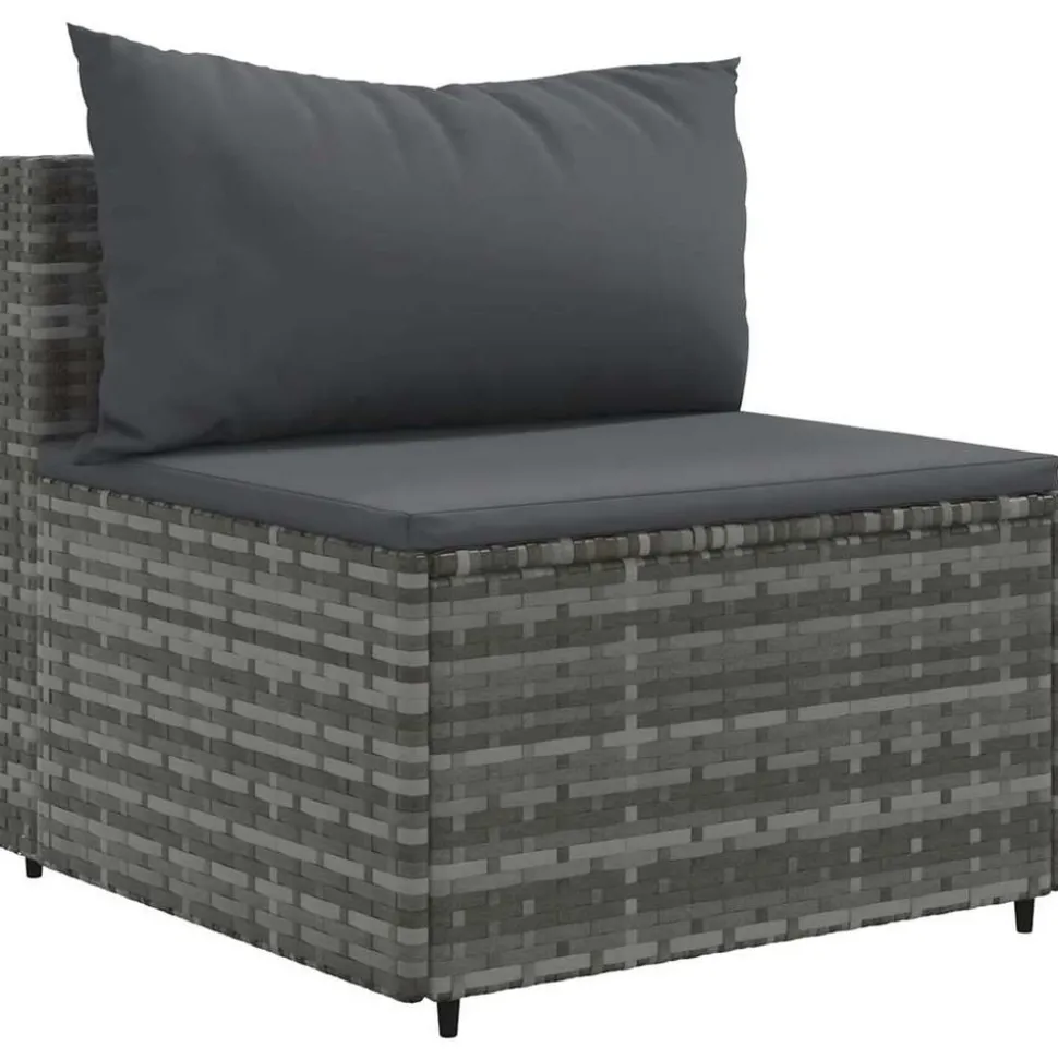 MAISON EXCLUSIVE - Salon de jardin 8 pcs avec coussins gris résine tressée