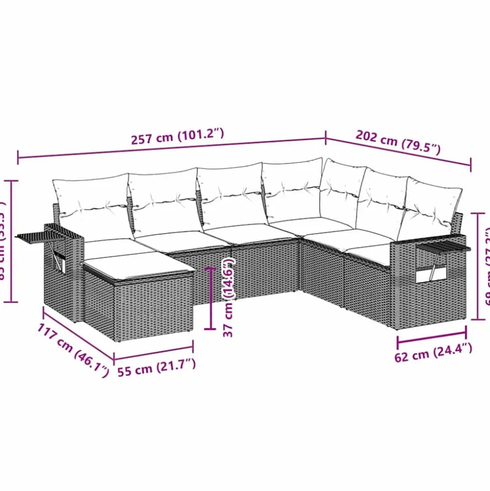 MAISON EXCLUSIVE - Salon de jardin 7 pcs avec coussins noir résine tressée