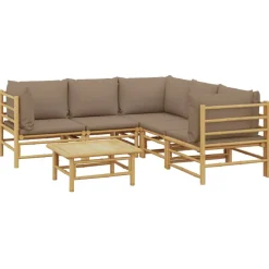 MAISON EXCLUSIVE - Salon de jardin 6 pcs avec coussins taupe bambou