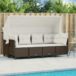 MAISON EXCLUSIVE - Salon de jardin avec coussins 5 pcs marron résine tressée