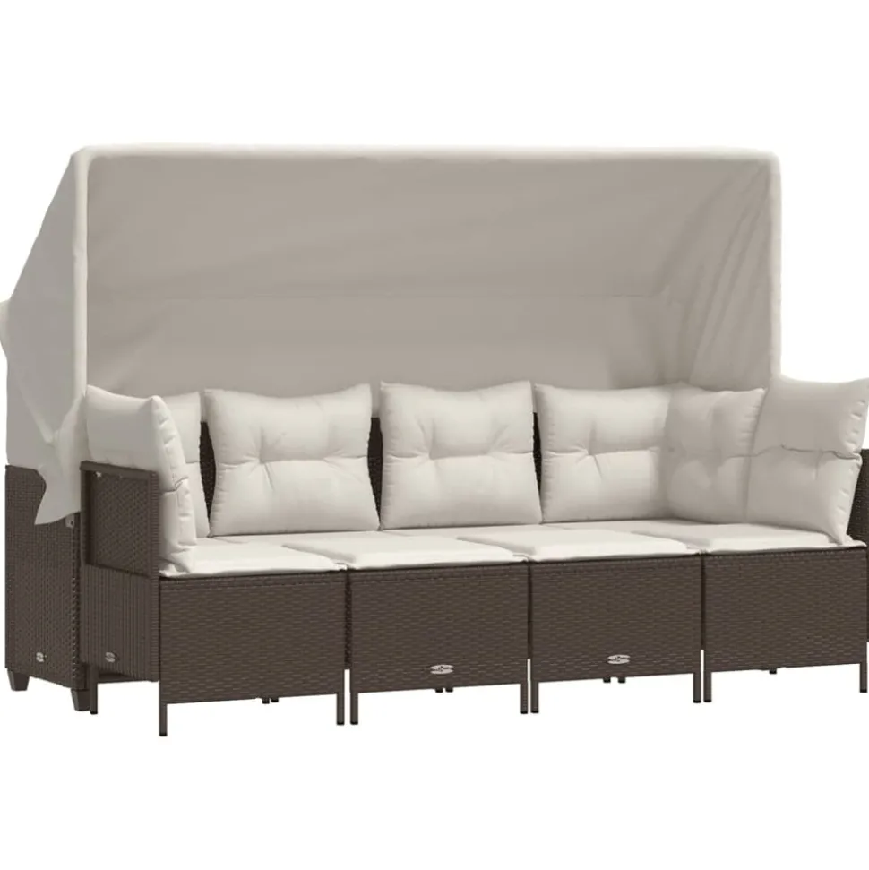 MAISON EXCLUSIVE - Salon de jardin avec coussins 5 pcs marron résine tressée