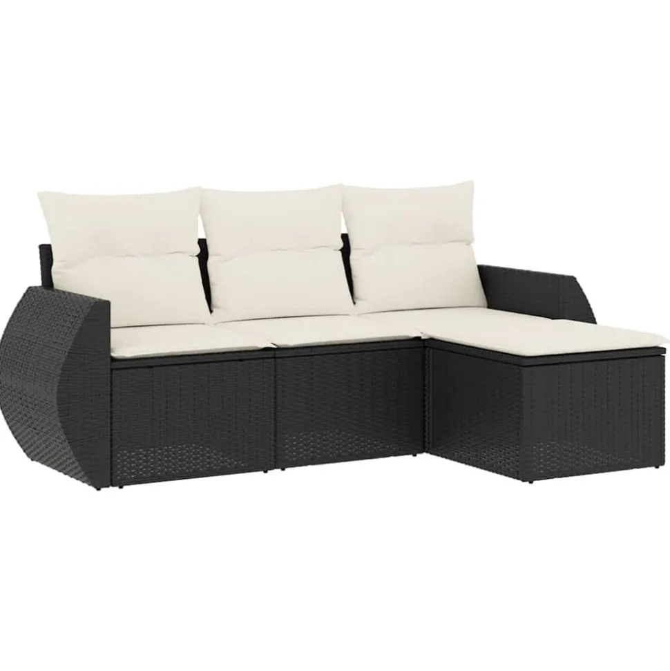 MAISON EXCLUSIVE - Salon de jardin 4 pcs avec coussins noir résine tressée