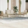 MAISON EXCLUSIVE - Salon de jardin avec coussins 4 pcs beige résine tressée