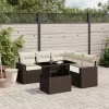 MAISON EXCLUSIVE - Salon de jardin avec coussins 6 pcs marron résine tressée