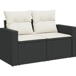 MAISON EXCLUSIVE - Salon de jardin 10 pcs avec coussins noir résine tressée