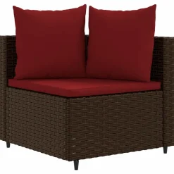 MAISON EXCLUSIVE - Salon de jardin avec coussins 7 pcs marron résine tressée