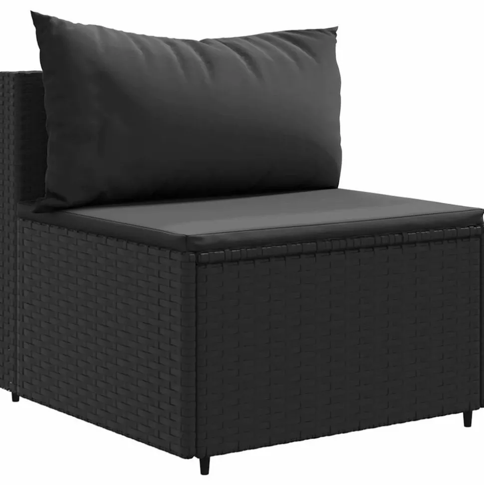 MAISON EXCLUSIVE - Salon de jardin 8 pcs avec coussins noir résine tressée