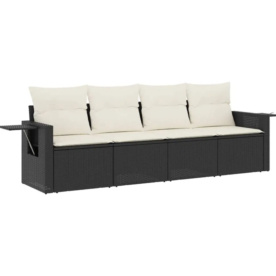 MAISON EXCLUSIVE - Salon de jardin 4 pcs avec coussins noir résine tressée