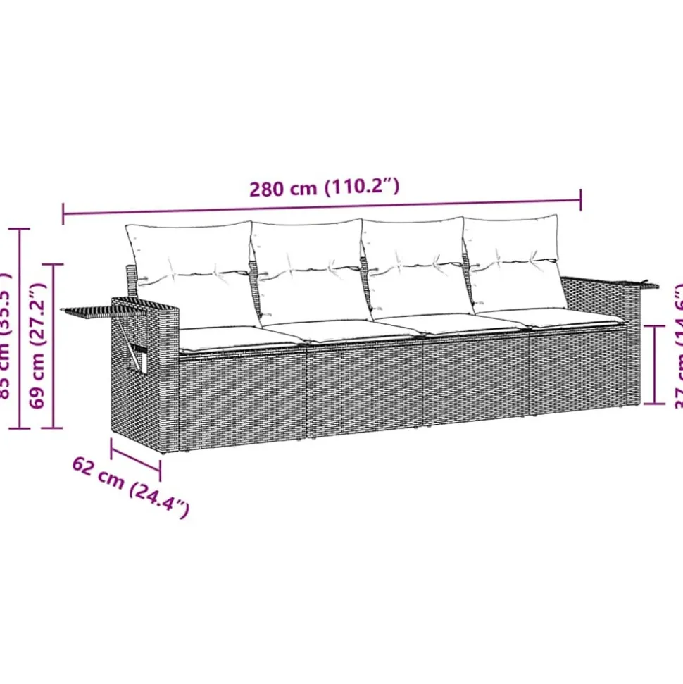 MAISON EXCLUSIVE - Salon de jardin 4 pcs avec coussins noir résine tressée