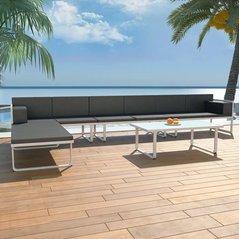MAISON EXCLUSIVE - Salon de jardin 5 pcs textilène aluminium noir
