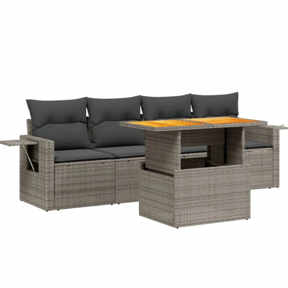 MAISON EXCLUSIVE - Salon de jardin avec coussins 5 pcs beige résine tressée