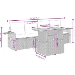 MAISON EXCLUSIVE - Salon de jardin avec coussins 5 pcs beige résine tressée