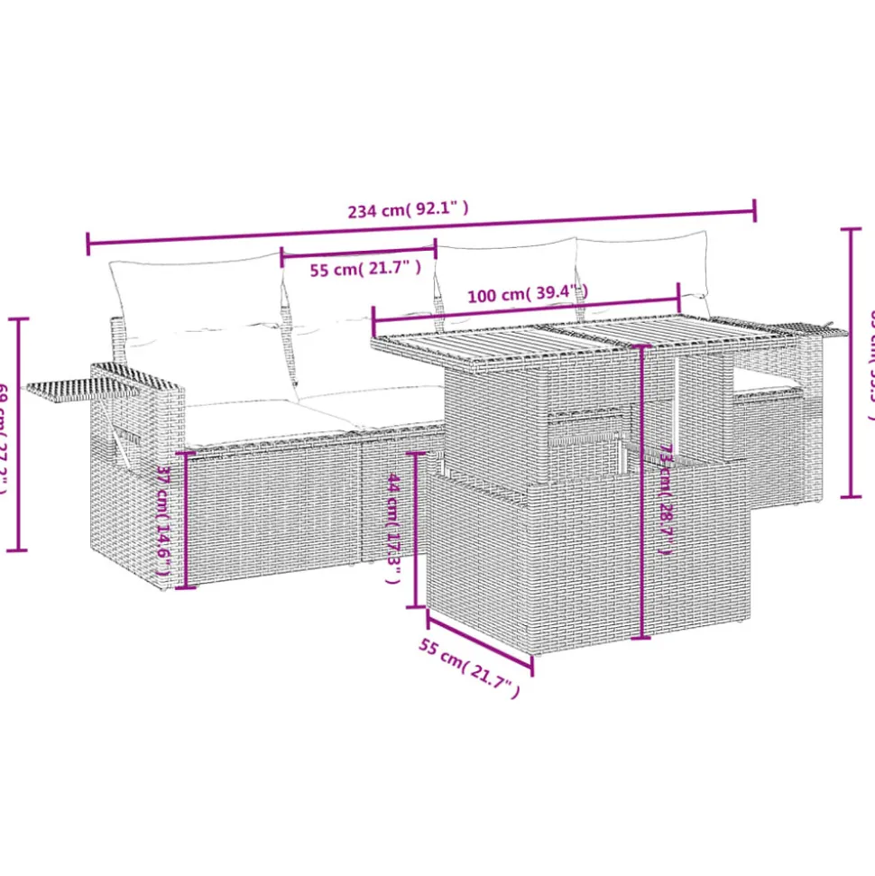 MAISON EXCLUSIVE - Salon de jardin avec coussins 5 pcs beige résine tressée