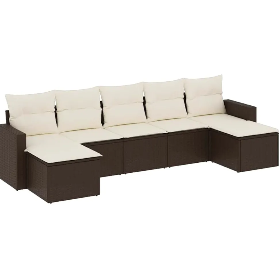 MAISON EXCLUSIVE - Salon de jardin avec coussins 7 pcs marron résine tressée