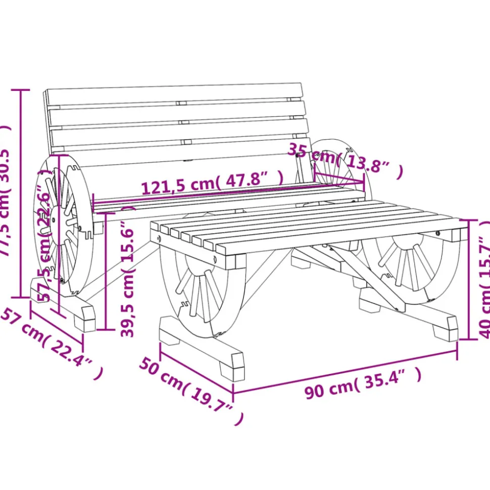 MAISON EXCLUSIVE - Salon de jardin 2 pcs bois de sapin massif