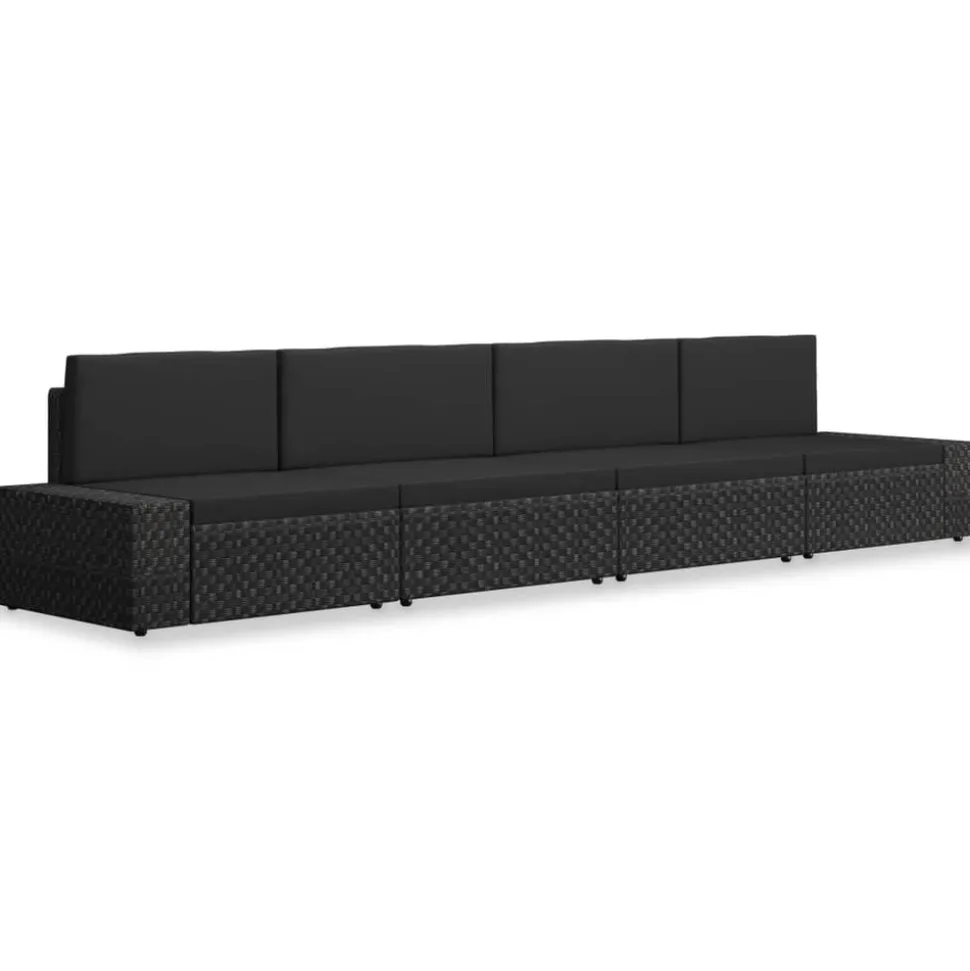 MAISON EXCLUSIVE - Salon de jardin 4 pcs résine tressée noir
