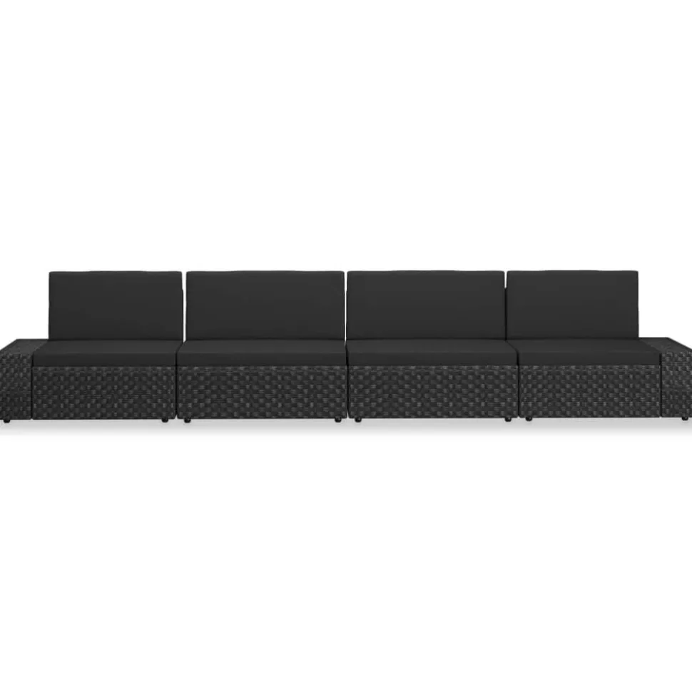 MAISON EXCLUSIVE - Salon de jardin 4 pcs résine tressée noir