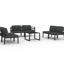 MAISON EXCLUSIVE - Salon de jardin 7 pcs avec coussins aluminium anthracite
