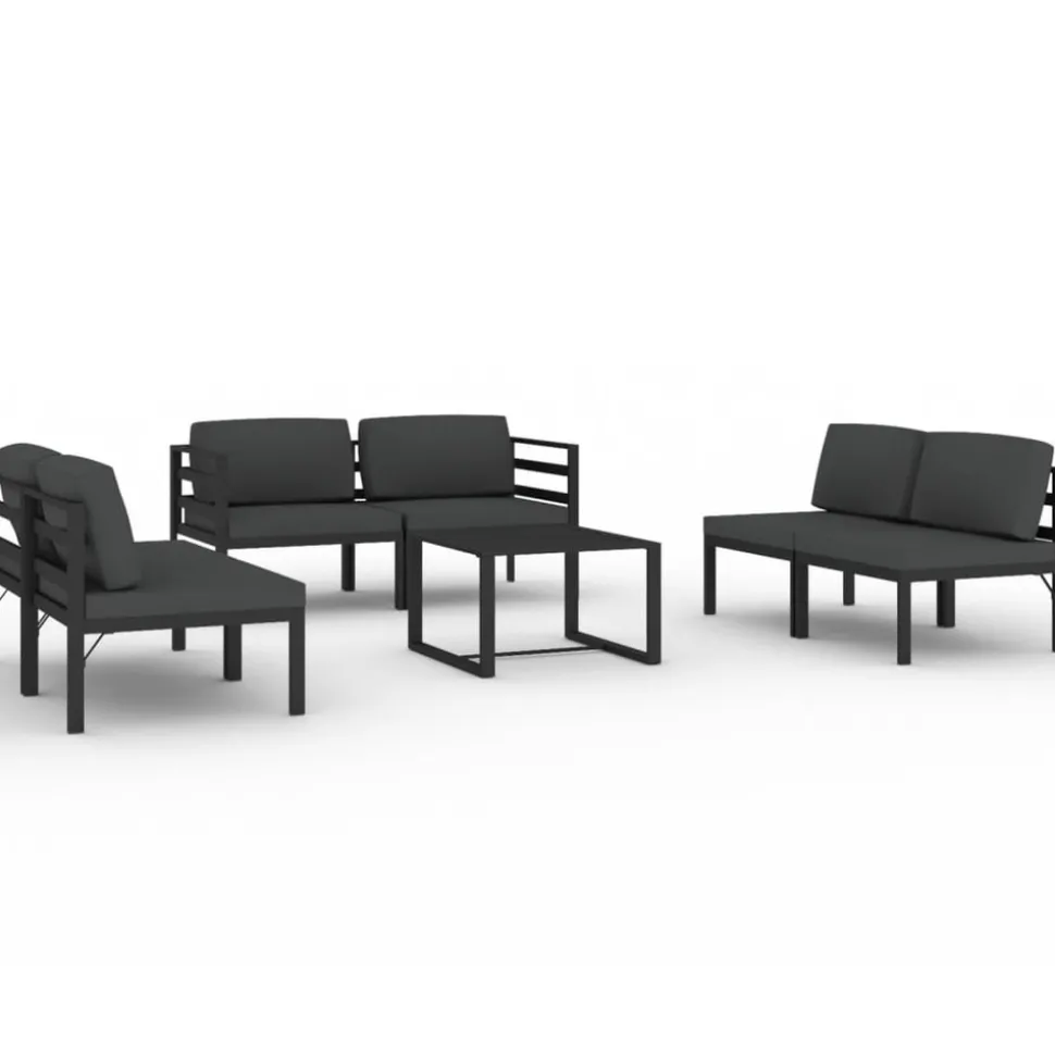 MAISON EXCLUSIVE - Salon de jardin 7 pcs avec coussins aluminium anthracite