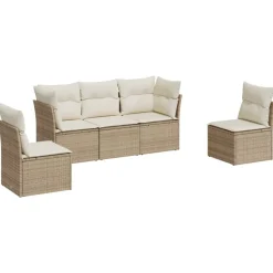 MAISON EXCLUSIVE - Salon de jardin avec coussins 5 pcs beige résine tressée