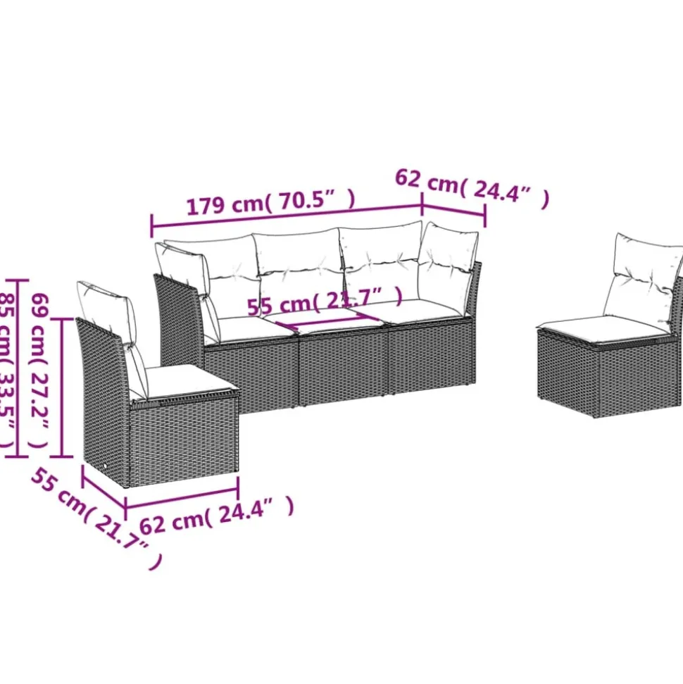 MAISON EXCLUSIVE - Salon de jardin avec coussins 5 pcs beige résine tressée