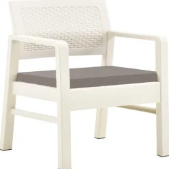 MAISON EXCLUSIVE - Salon de jardin 3 pcs avec coussins plastique blanc